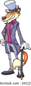 Cartoon fox in a victorian outfit. Vector clip art illustration with simple gradients. All in a single layer.