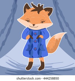 Cartoon Fox. Vintage. Background.