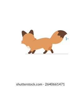 Cartoon Fox Walking, Simple Illustration, Clean Background