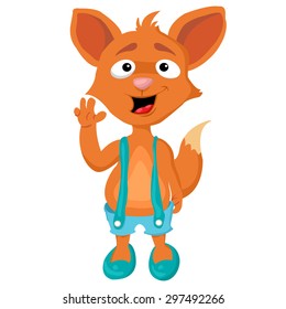 cartoon fox waving