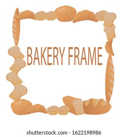 Cartoon frame with bakery dishes in vector design