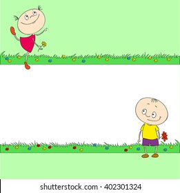 Cartoon frame with children