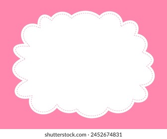 Cartoon frame fun vector background template. Cute cloud border on bright pink backdrop. Playful design for children. Bubble frame good for signage, menu, advertisement, kids web design element.