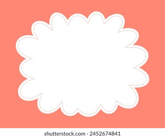 Cartoon frame fun vector background template. Cute cloud border on bright orange red backdrop. Playful design for children. Bubble frame good for signage, menu, advertisement, kids web design element.