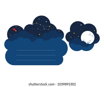cartoon frame vector sky with moon and stars