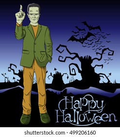 Cartoon Frankenstein vector Halloween. 