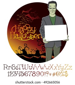 Cartoon Frankenstein vector. Frankenstein Halloween. Halloween background. Monster