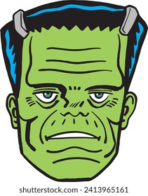 A cartoon of Frankenstein in vintage comic style