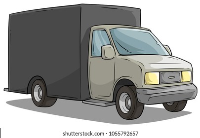 Cartoon Freight Transportation Yellow Cargo Truck Stock Vector (Royalty ...