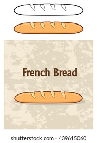 Cartoon French Bread Baguette Poster Design. Vector Illustration Isolated On White Background Collection Set