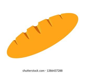 Cartoon french bread icon. Flat illustration of baguette bread symbol.