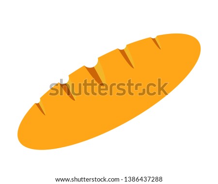 Cartoon french bread icon. Flat illustration of baguette bread symbol.