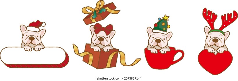 Cartoon French Bulldog dog for christmas day illustration Premium Vector