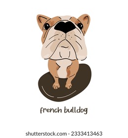 Cartoon French Bulldog on a white background. Vector illustration.
