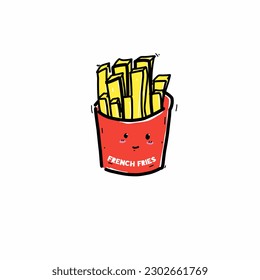 Cartoon of french fries doodle