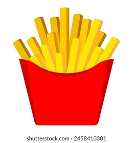 Cartoon french fries. Fast food french fries icon. Fastfood illustration. Vector isolated on white background.