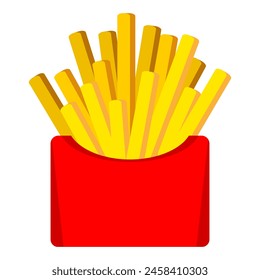 Cartoon french fries. Fast food french fries icon. Fastfood illustration. Vector isolated on white background.