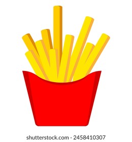 Cartoon french fries. Fast food french fries icon. Fastfood illustration. Vector isolated on white background.