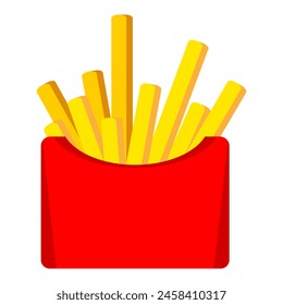 Cartoon french fries. Fast food french fries icon. Fastfood illustration. Vector isolated on white background.