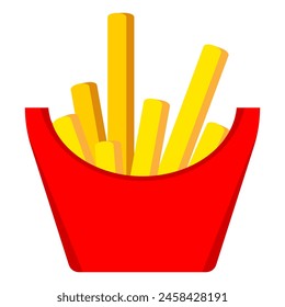 Cartoon french fries. Fast food french fries icon. Fastfood illustration. Vector isolated on white background.