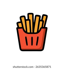 Cartoon French Fries Icon in Red Container