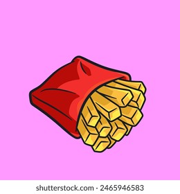 Cartoon French Fries Illustration - Fun and Playful Fast Food Digital Art