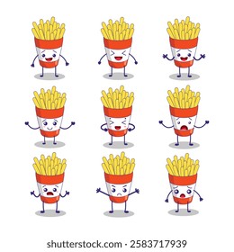Cartoon French Fries Mascot Pose Set.
