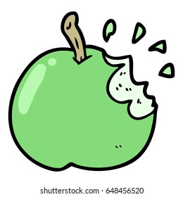 caricatura de manzana mordida fresca