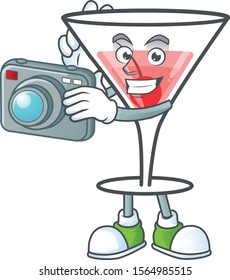 Cartoon fresh cocktail with the photographer character