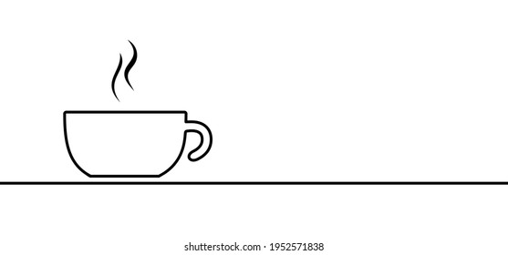 Cartoon fresh coffee cup of thea. Flat vector hot thea cup sign. Relaxing and chill, motivation and inspiration message concept. Line pattern