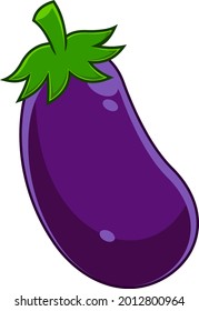 Cartoon Fresh Fresh Egg Plant. Vector Hand Drawn Illustration Isolated On Transparent Background