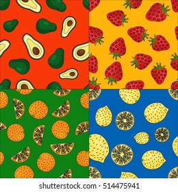 Cartoon fresh fruits in flat style