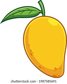 Cartoon Fresh Mango Fruit Leaf Vector Stock Vector (Royalty Free ...