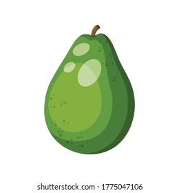 Cartoon fresh organic green avocado icon. vector illustration.