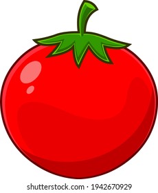 Caricatura Tomate Rojo Fresco. Ilustración dibujada a mano vectorial aislada en fondo transparente