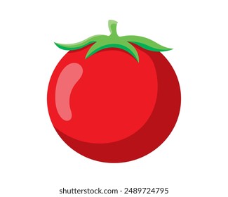 Cartoon fresh red tomato vegetable vector. Organic, food, vegetable, cartoon, tomato, red, healthy, fresh. Can use for infographic, banner, poster, web design. Vector isolated on white background.