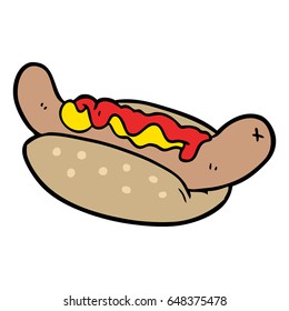cartoon fresh tasty hot dog