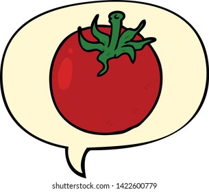 caricatura de tomate fresco con burbuja de habla