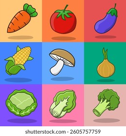 Cartoon Fresh Vegetable Set Collection