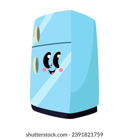 Cartoon fridge with eyes and mouth sticking out of it. This playful asset is perfect for children's illustrations, kitchen-themed designs, and quirky product packaging.