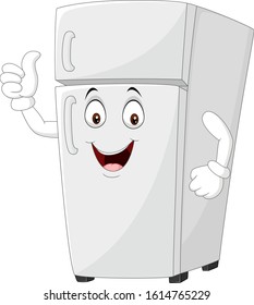 Cartoon fridge mascot giving thumbs up
