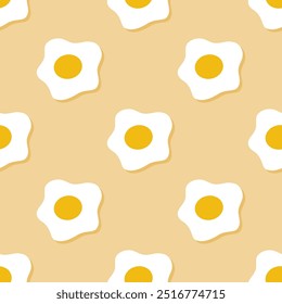 Cartoon Fried Egg seamless patterns, Vector.