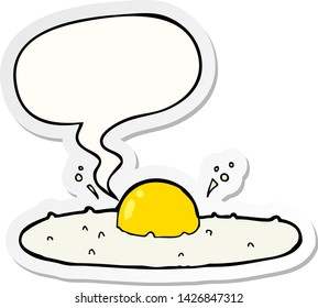 cartoon fried egg with speech bubble sticker