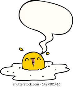 cartoon fried egg with speech bubble