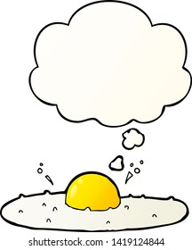 cartoon fried egg with thought bubble in smooth gradient style
