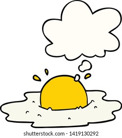cartoon fried egg with thought bubble