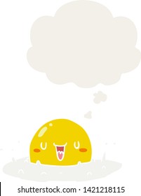 cartoon fried egg with thought bubble in retro style