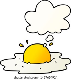 cartoon fried egg with thought bubble in smooth gradient style