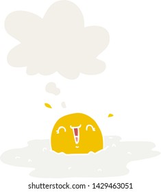 cartoon fried egg with thought bubble in retro style