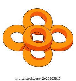 Cartoon Fried Onion Ring Digital Vectors Illustration 